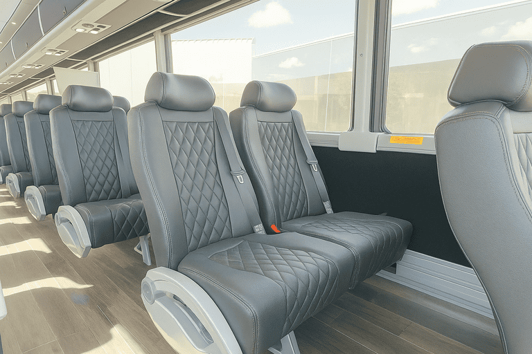 interior of Clarksville Shuttle Bus Rentals charter bus